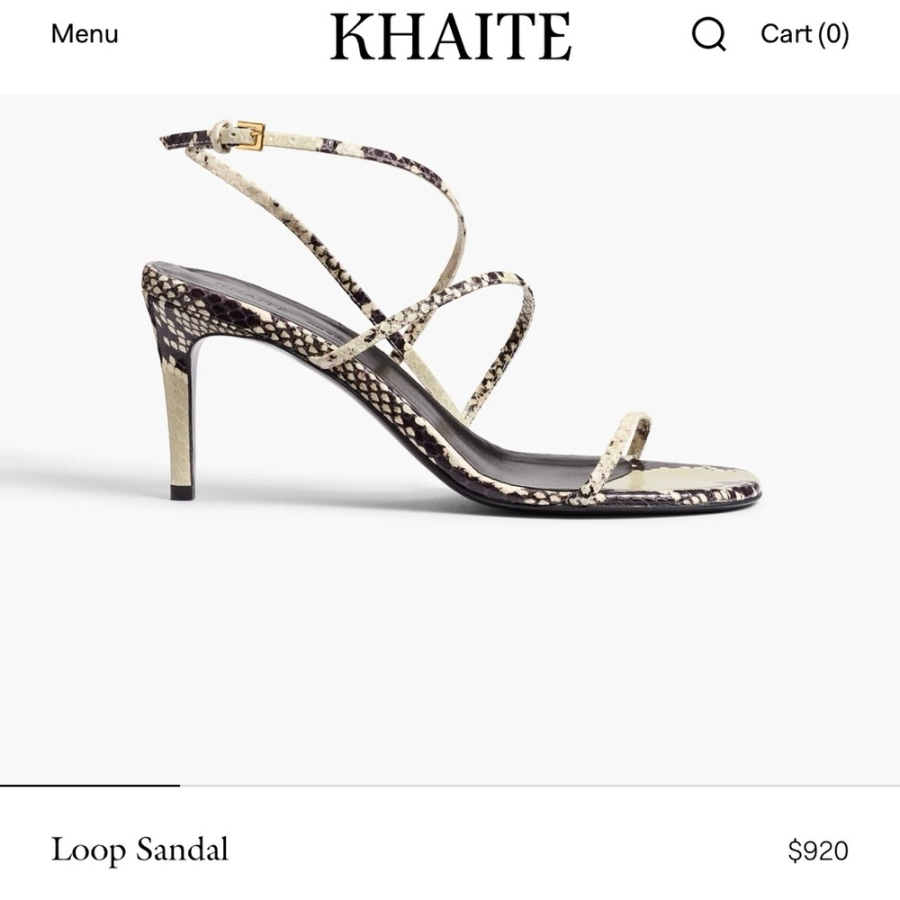 KHAITE (NWOT) Loop Sandals in Natural Python Embossed Leather IT 39